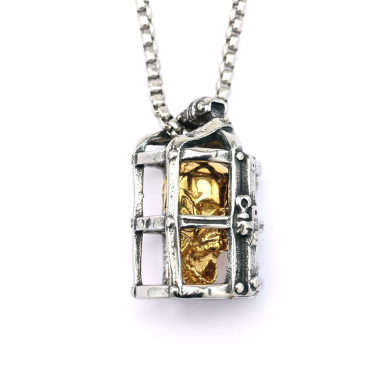 Stainless Steel Prison Cage Pendant Necklace Unisex Vintage Gothic Punk Style By Planderful