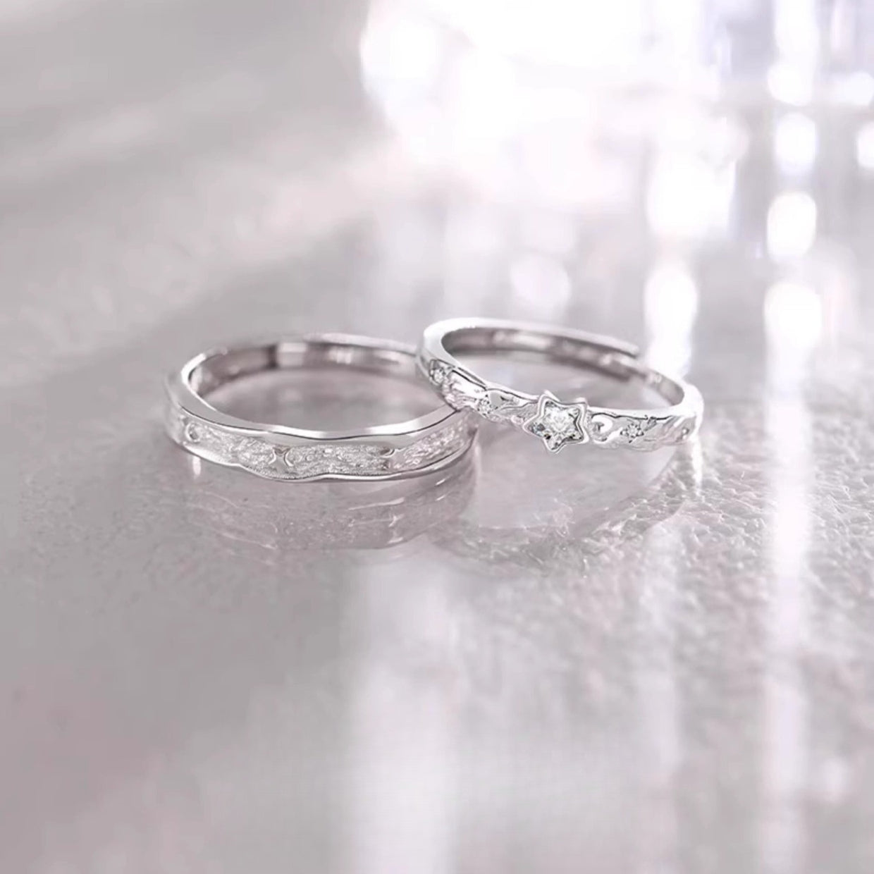 Planderful Polaris 925 Sterling Silver Couple Ring For Couples Adjustable Gift For Girlfriend Boyfriend