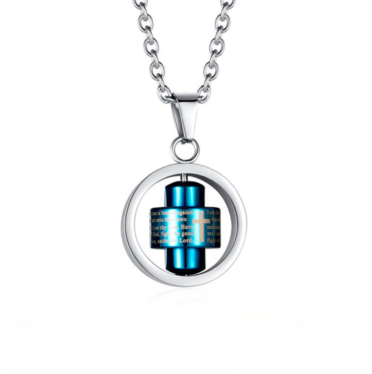 European and American Trendy Gender-Neutral Necklace with Rotatable Hip-Hop Pendant