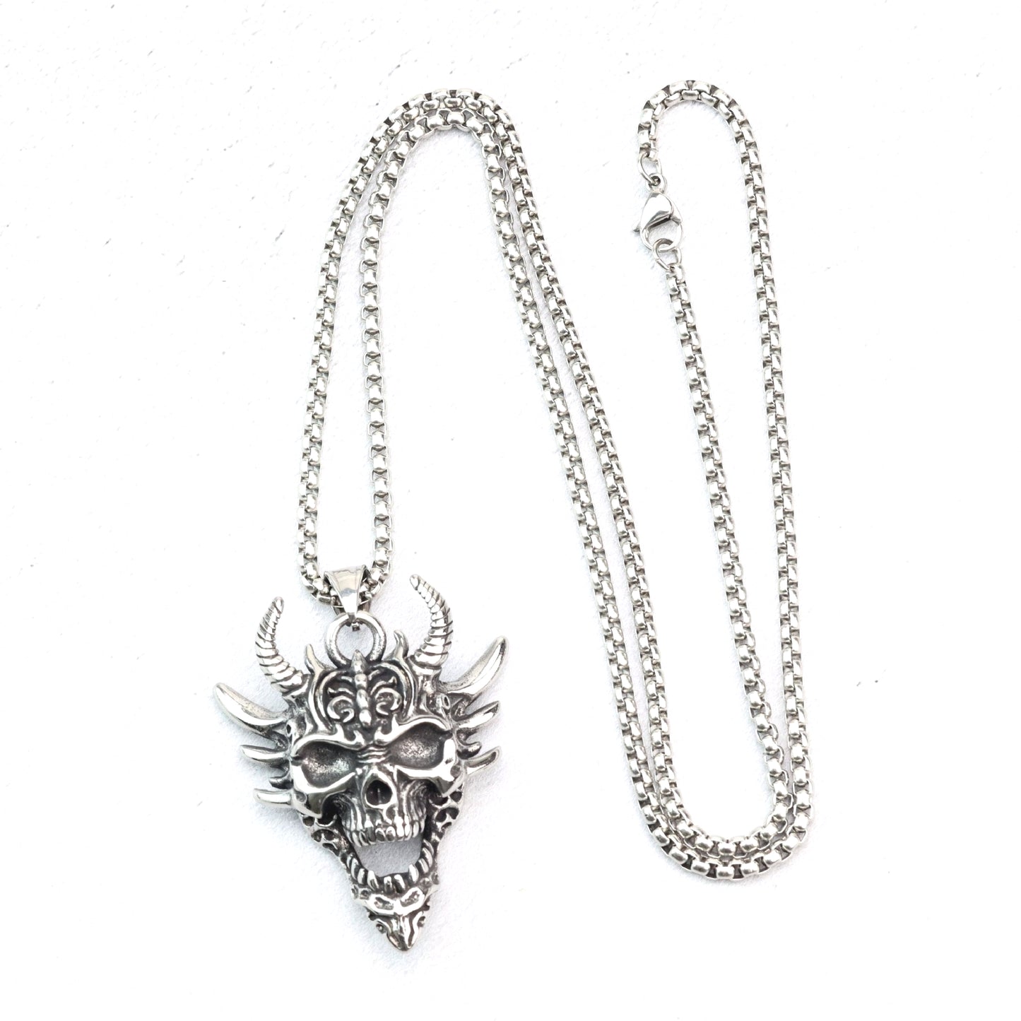 Planderful Horn Prajna Necklace For Men Ghost Mask Pendant Steel Durable Adventure Ready