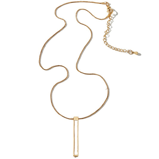 Elegant 14k Gold Plated Geometric Metal Necklace for Women - Stylish Long Chain with a Chic Twist