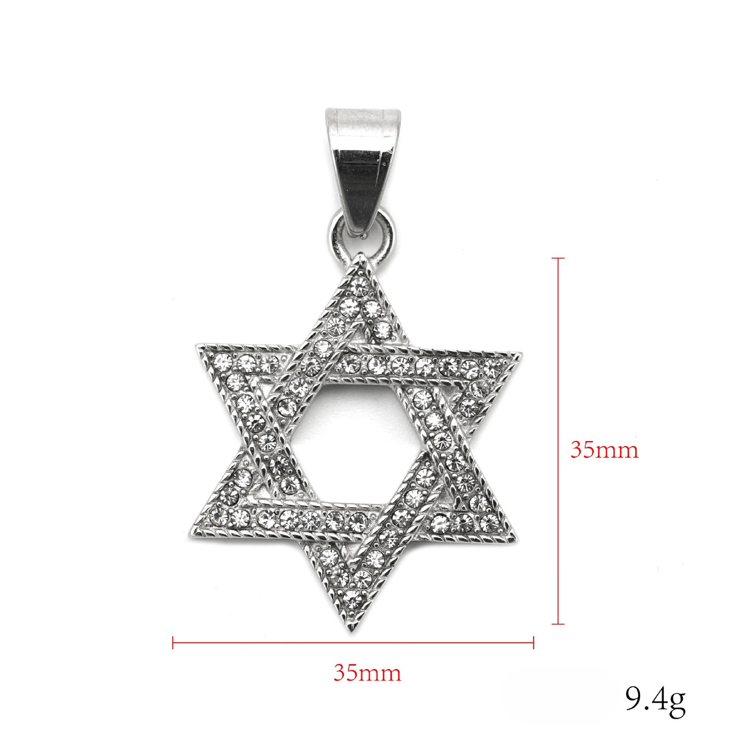 Star Of David Pendant Necklace Stainless Steel Zircon Protection Symbol Unisex Jewelry Planderful