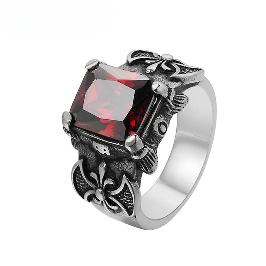 Planderful Viking Axe Ring Zircon Unisex Retro Steel Jewelry For Men And Women Wearable Statement