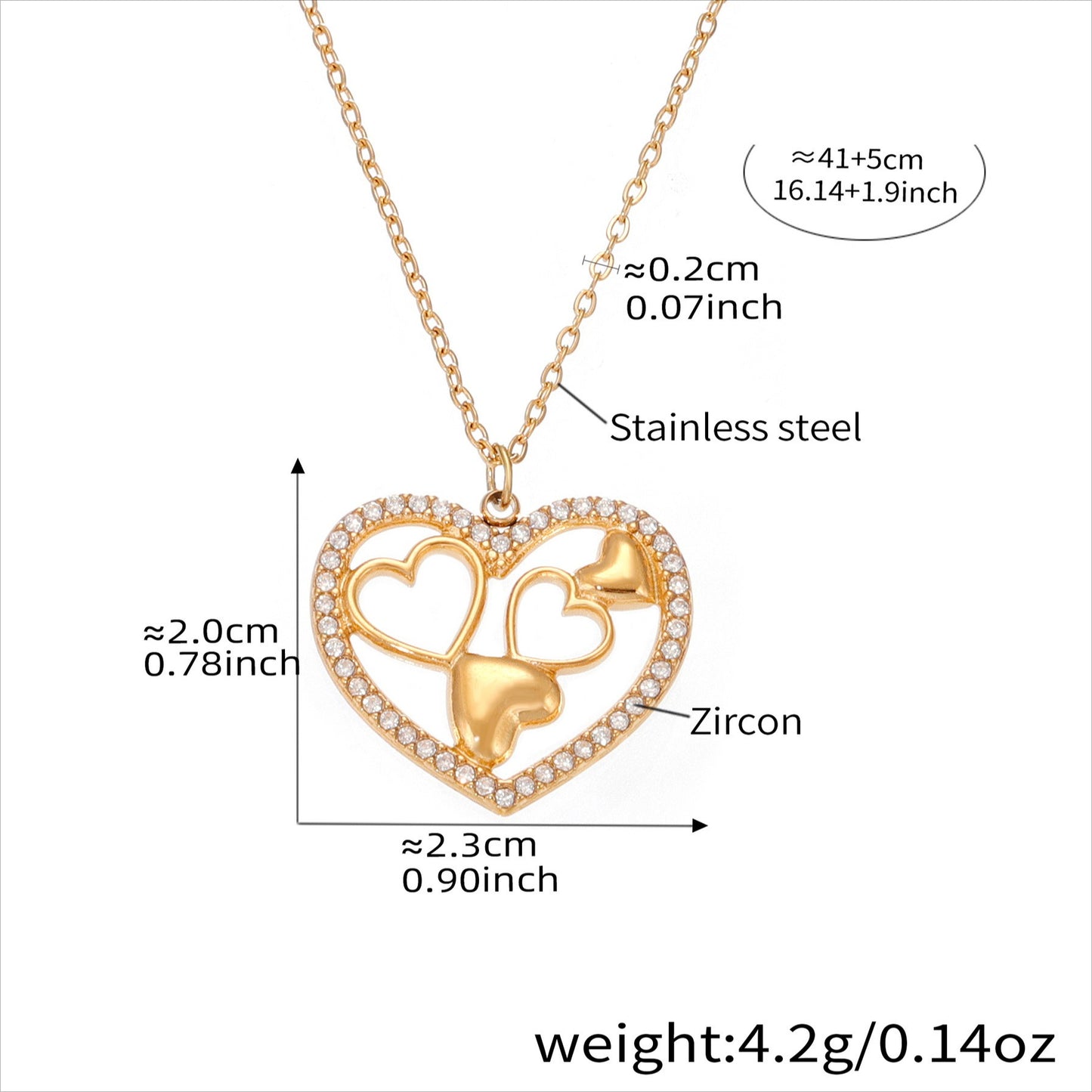 Planderful Zircon Necklace Versatile 18k Gold Plated Women