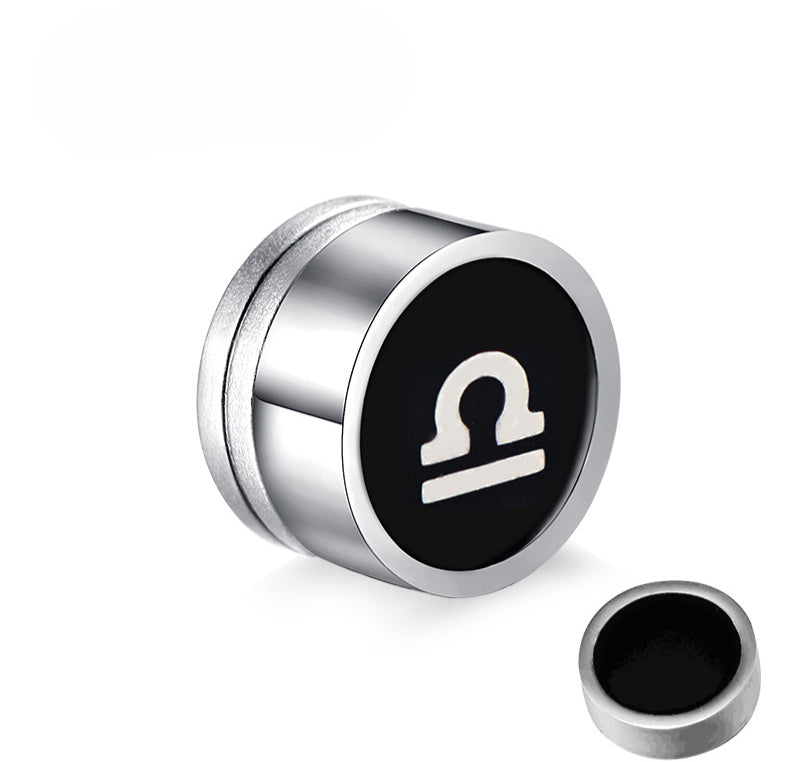 Titanium Steel Twelve Constellation Earrings for Men
