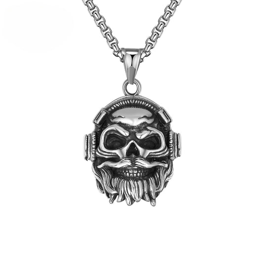 Steel Necklace - Statement Punk Skull Pendant