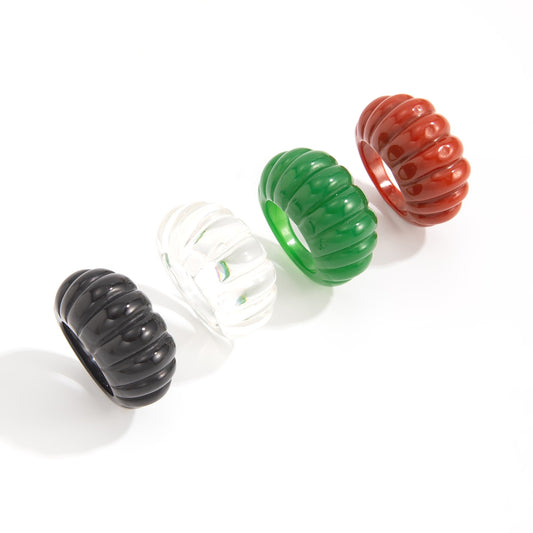 Planderful Resin Ring Vienna Verve Retro Color Striped Wide Face Bold Statement Jewelry For Trendsetters