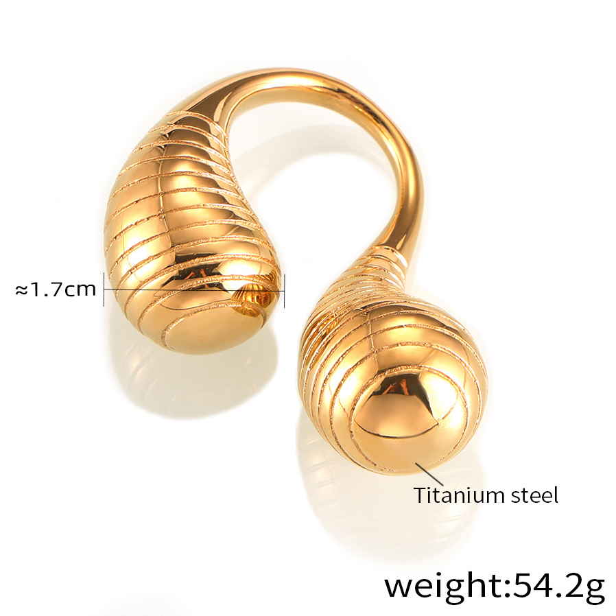 Exaggerated Double Water Drop Index Finger Ring - Titanium Steel Gold-Plated