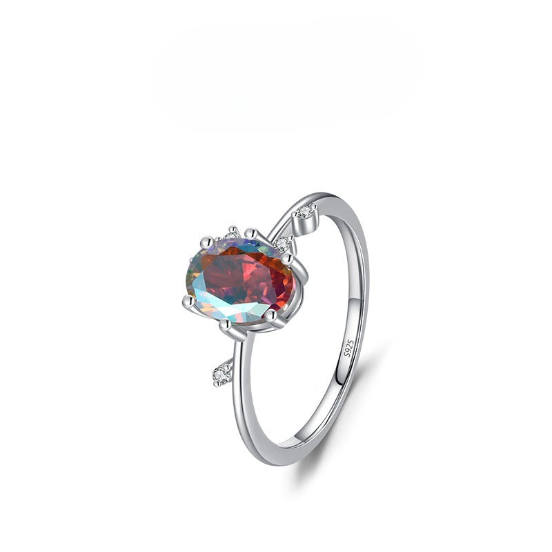 925 Sterling Silver Multicolor Zircon Ring