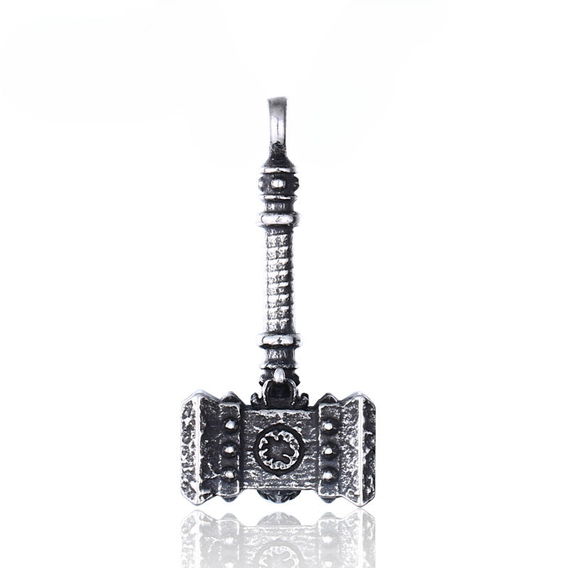 Titanium Steel Thor's Hammer Pendant for Men - Retro European and American Jewelry Wholesale