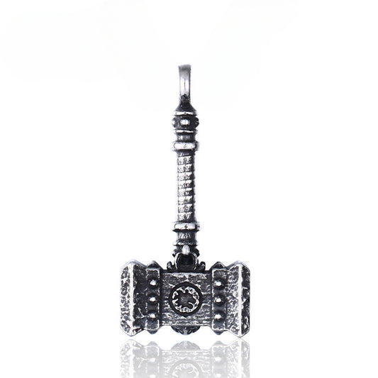 Titanium Steel Thor's Hammer Pendant for Men - Retro European and American Jewelry Wholesale