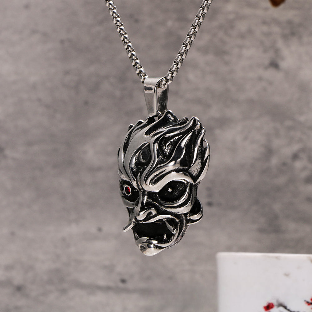 Titanium Steel Retro Devil Fangs Pendant Necklace for Men