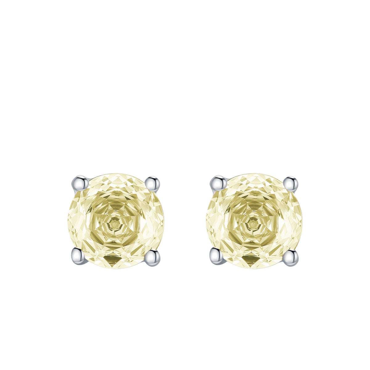 925 Sterling Silver Soft Yellow Rose-Cut Zircon Stud Earrings