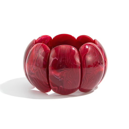 Planderful Vienna Verve Burgundy Elastic Bracelet For Women Irregular Smudge Design Statement Jewelry
