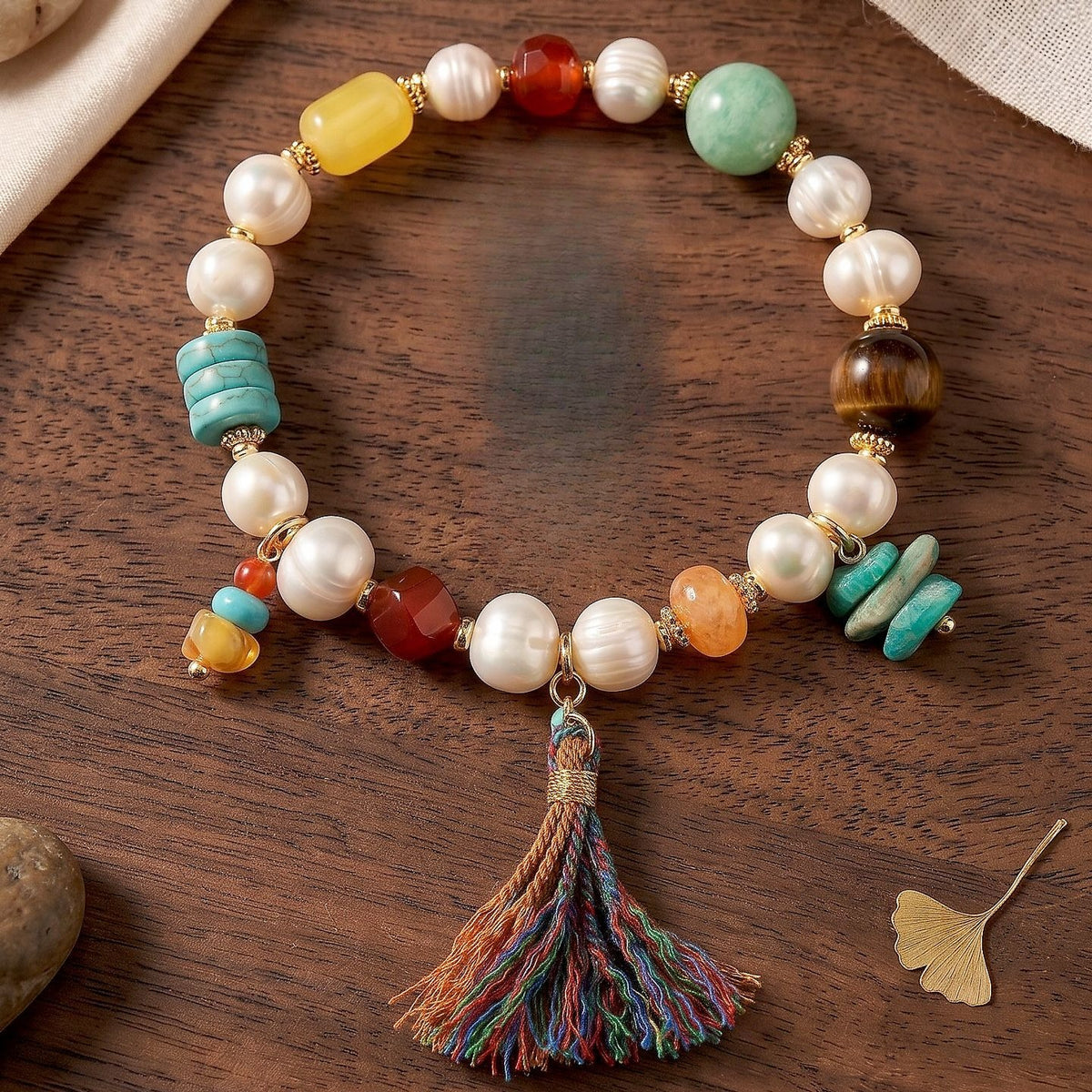 Freshwater Pearl Agate Pearl Bracelet