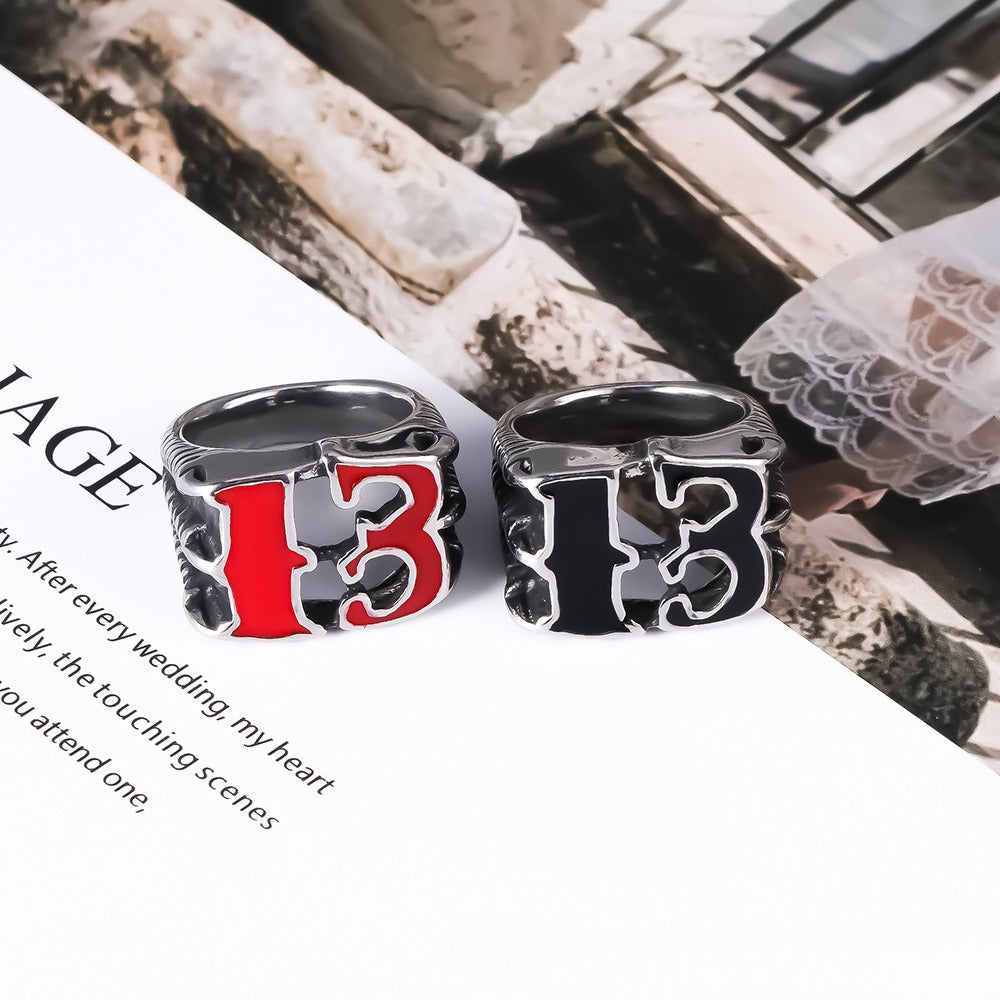 Oil Dripping Stainless Steel Mens Ring Irregular 13