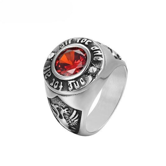 Planderful Titanium Steel Ring With Gemstone Protection For Men Unisex Everyday Genie