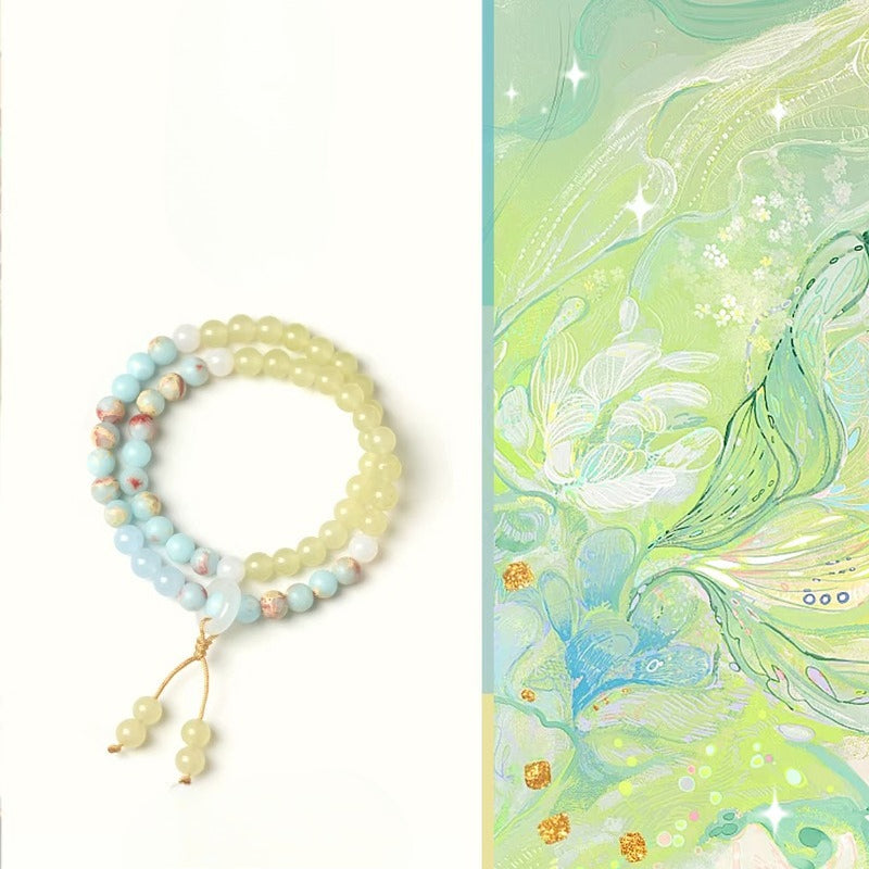Rose Quartz Jade Crystal Double-Wrap Bracelet