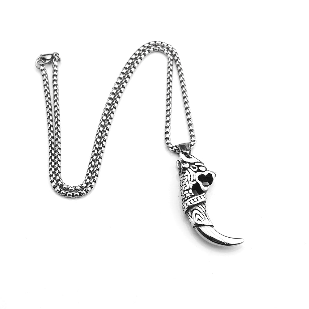 Nordic Retro Viking Men's Pendant Necklace With Wolf Head