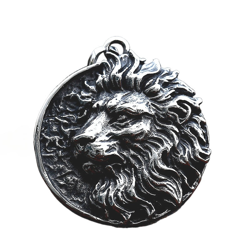 Personalized Lion Head Titanium Steel Pendant for Men - Retro European and American Style