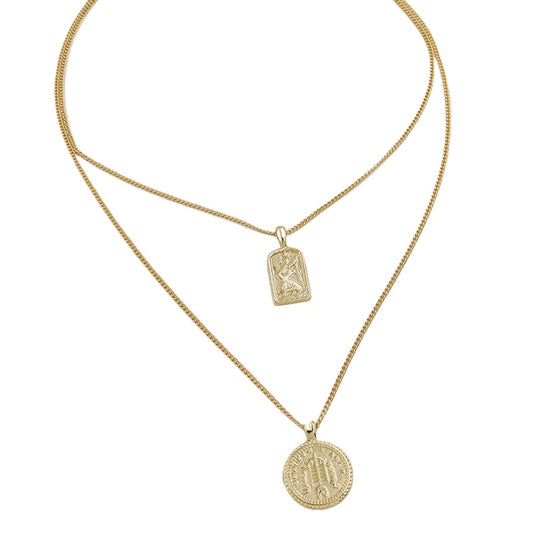 Elegant Gold Coin Pendant Necklace with Geometric Circle Design