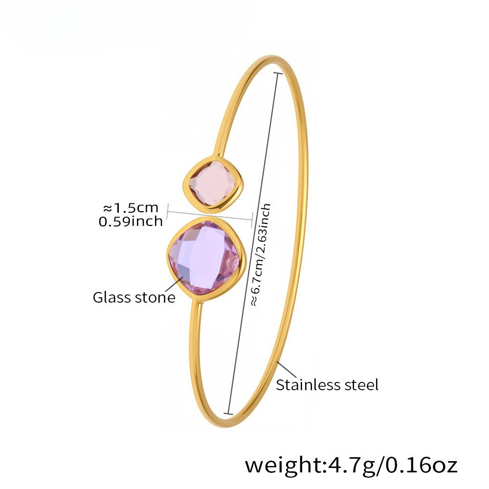 Planderful Czech Glass Stone Open Bracelet Women Fashion