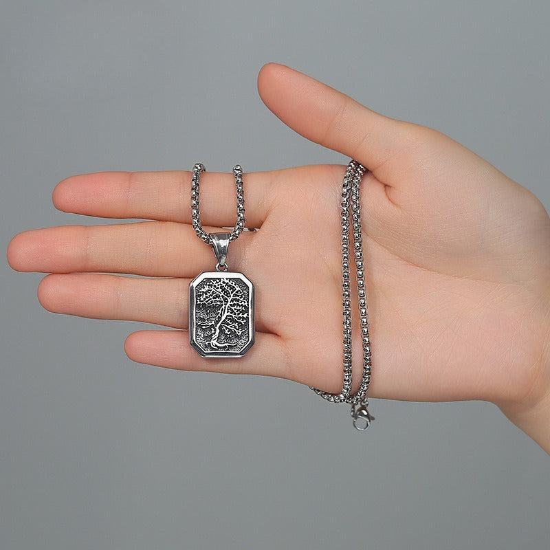Vintage Tree of Life Viking Stainless Steel Men's Pendant Necklace