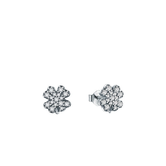 Lucky Four Leaf Clover Sterling Silver Earrings for Fashionable Women