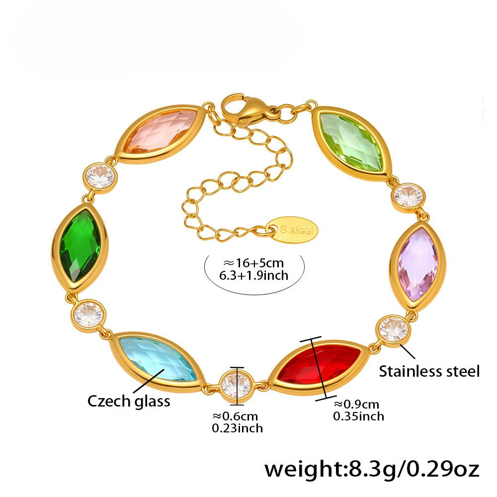 Planderful Crystal Glass Bracelet Luxury 18K Gold Women