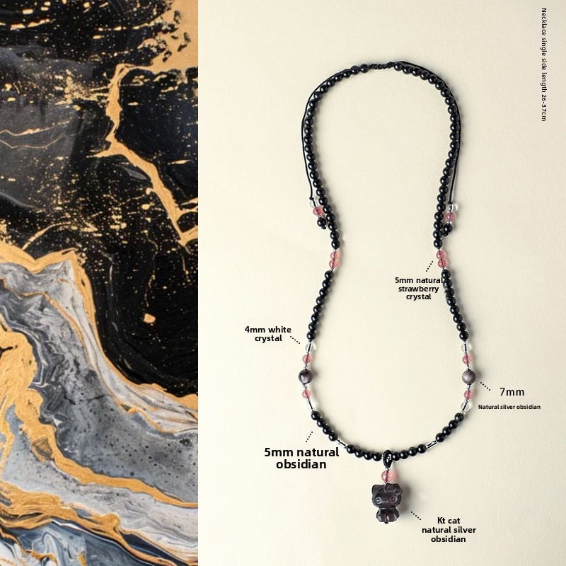 Aquamarine Obsidian Pendant Necklace