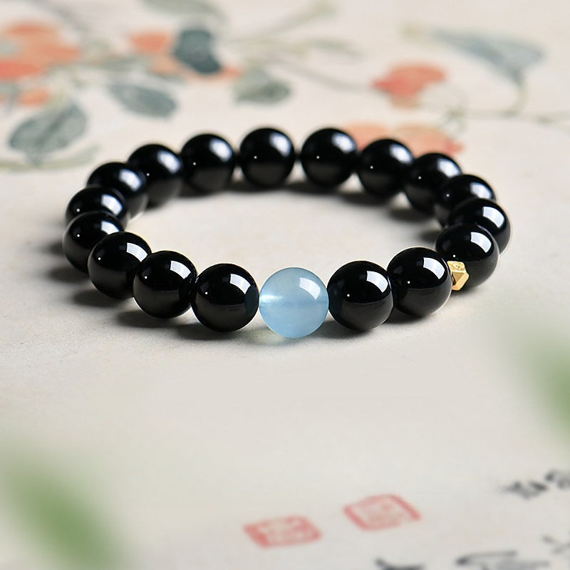 Aquamarine Obsidian Crystal Bracelet