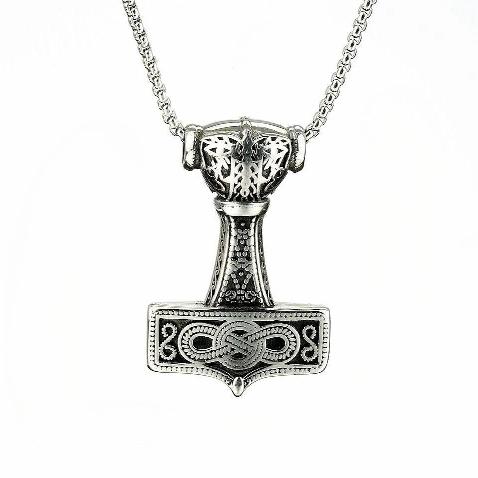 Planderful Thor Hammer Pendant Personalized Viking Necklace For Men Titanium Steel Bold Trendsetter Jewelry