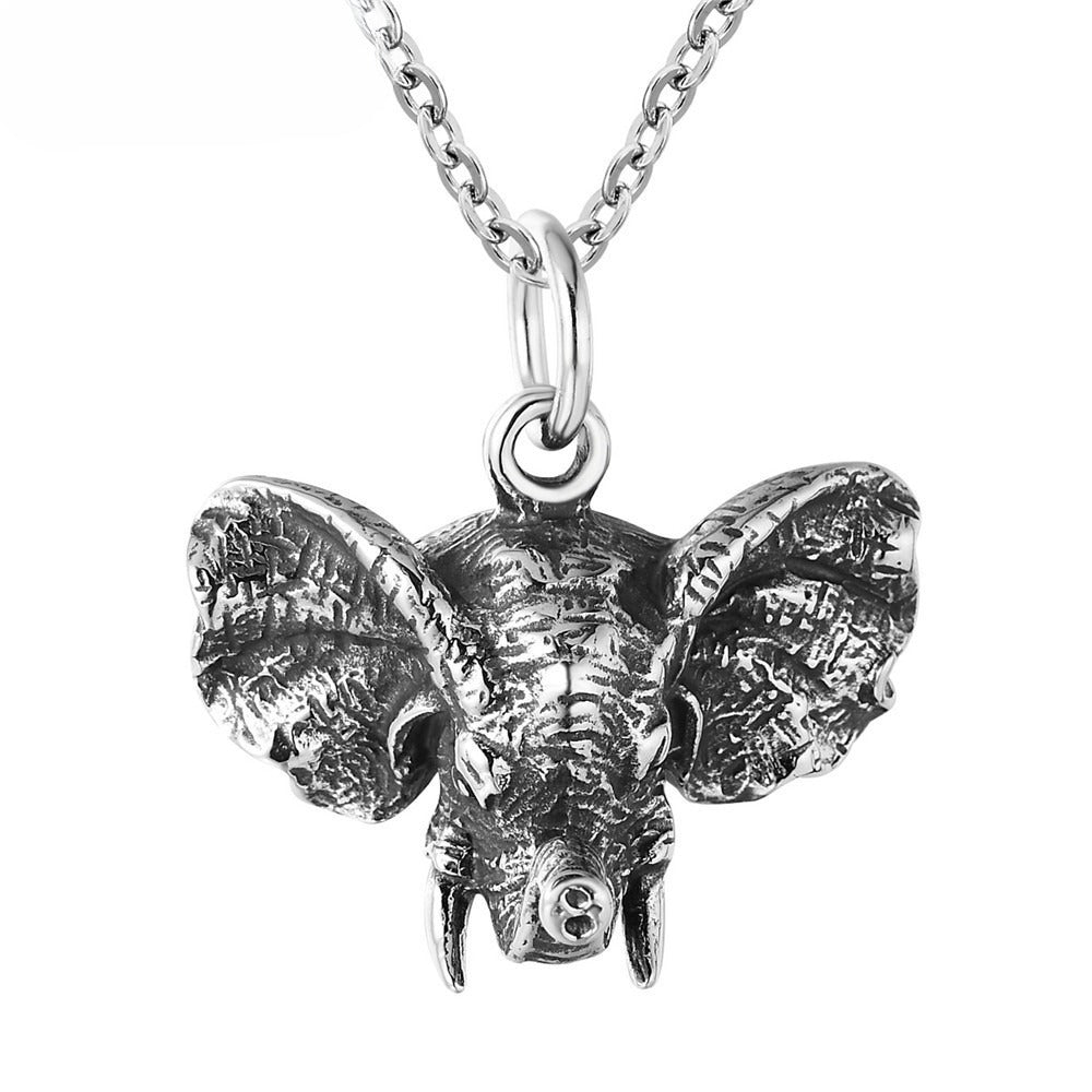 Planderful Elephant Titanium Steel Pendant Necklace for Unisex Protection and Auspicious Style
