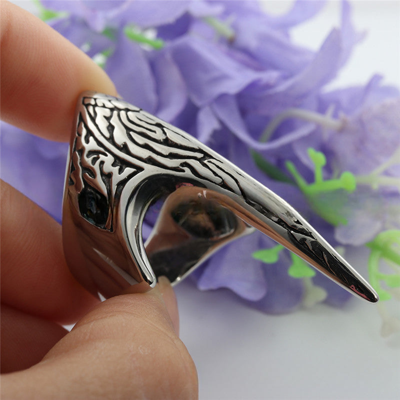 Titanium Steel Retro Bird Beak Ring for Men - Trendy Animal Accessory