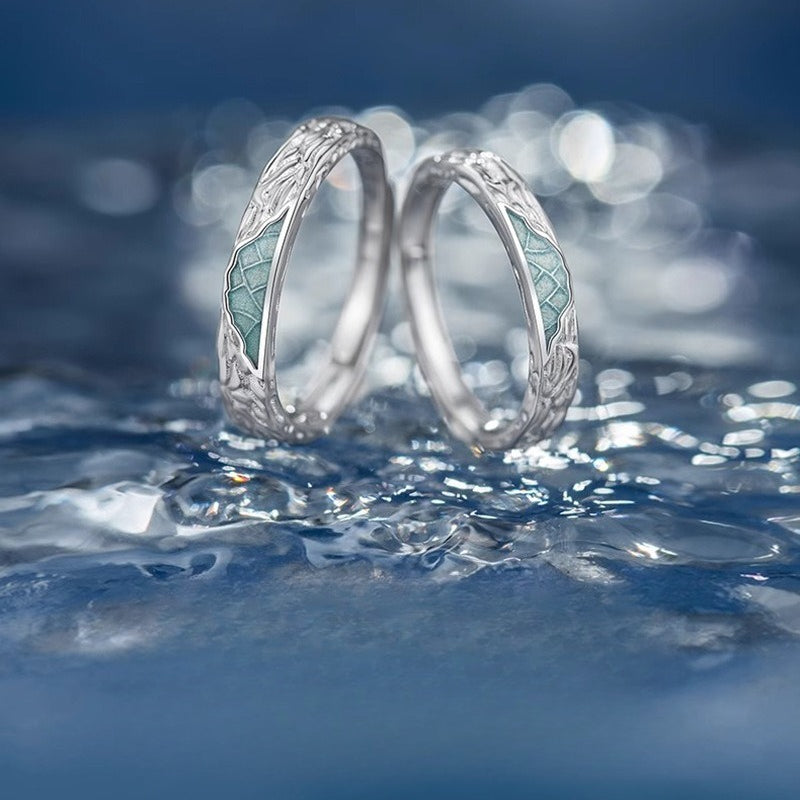Planderful Sterling Silver Glacier Couple Ring For Girlfriend And Boyfriend Fashion Gift