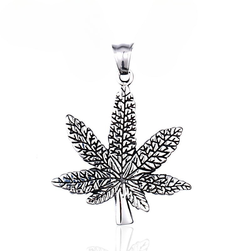 Customizable Retro Titanium Steel Maple Leaf Pendant Necklace for Men and Women - Korean Design