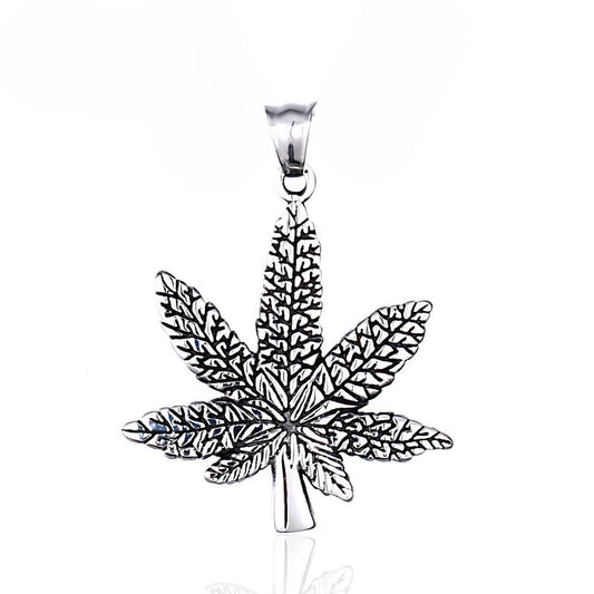 Customizable Retro Titanium Steel Maple Leaf Pendant Necklace for Men and Women - Korean Design