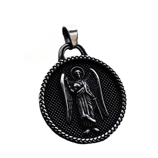 Retro Stainless Steel Round Pendant for Men - Cross-Border Wholesale Titanium Steel Jewelry