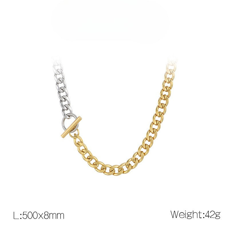 Hip Hop Stainless Steel Gold Silver NK Chain Bracelet Set