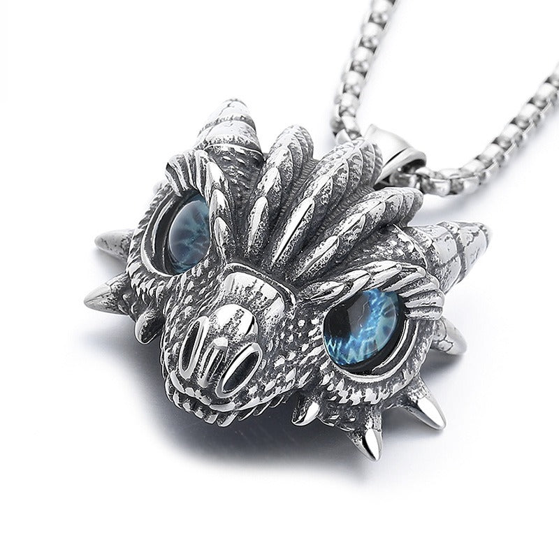 Steel Necklace - Minimalist Dragon Pendant