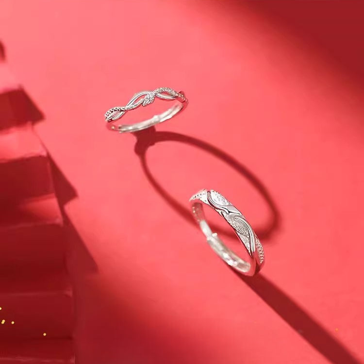 New Double Snake Couple Pair Ring 925 Sterling Silver Gift