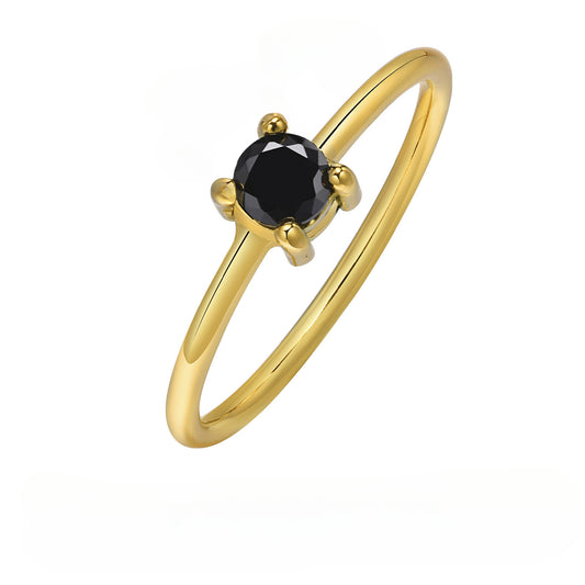 Various Stainless Steel 18K Gold White Black Square Zircon Ring Women