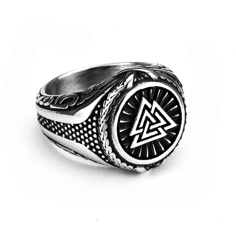 Nordic Viking Style Fashion Triangular Rune Men's Ring