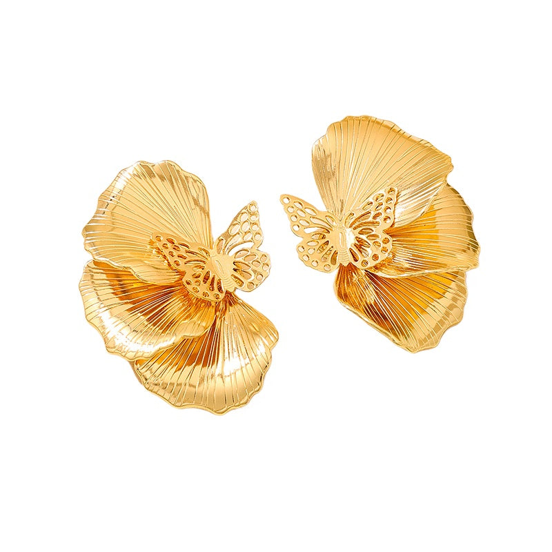 Planderful Vienna Verve Earrings – Exquisite Metal Hollow Butterfly Design