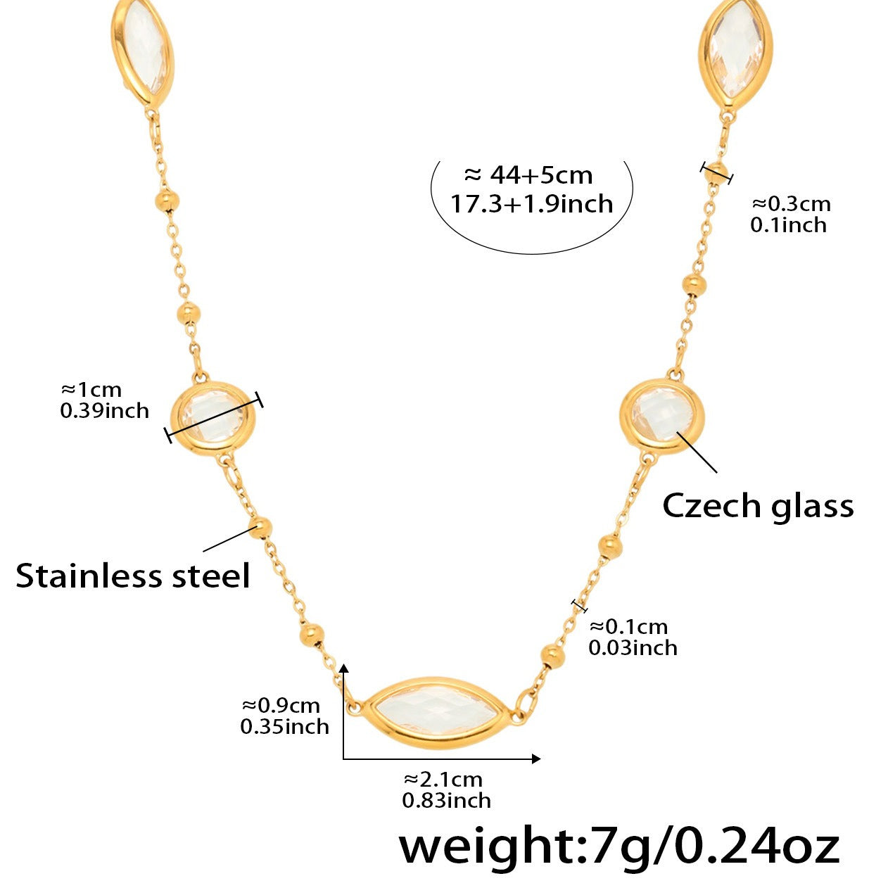 Planderful Glass Ball Necklace Women Stainless Steel Lux