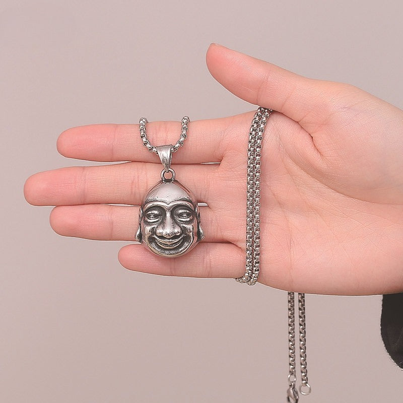 Steel Necklace – Vintage Buddha Pendant Unisex