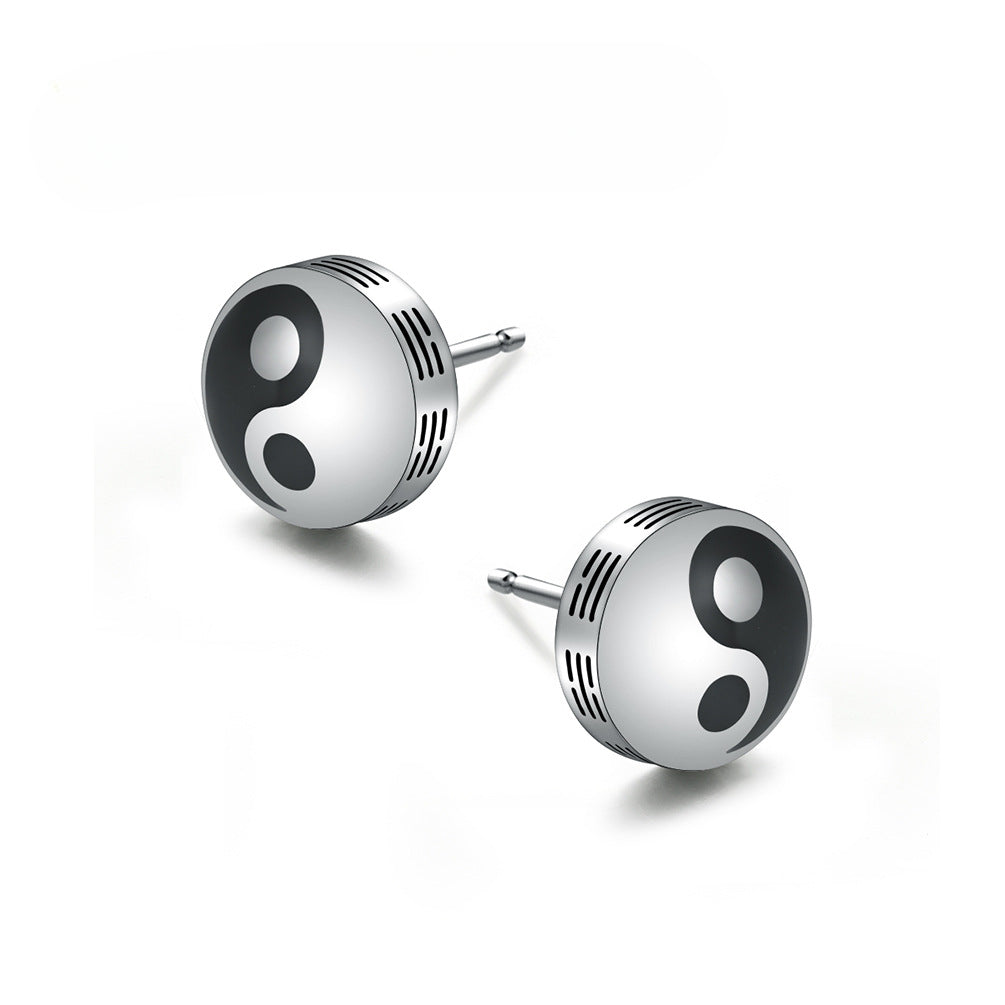 Retro Chinese Style Guochao Bagua Yin And Yang Studs Earrings