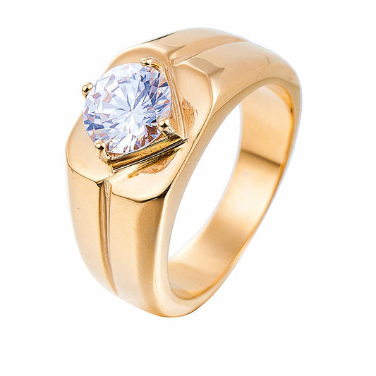 Elegant Titanium Wedding Ring for Men with Zircon Detail