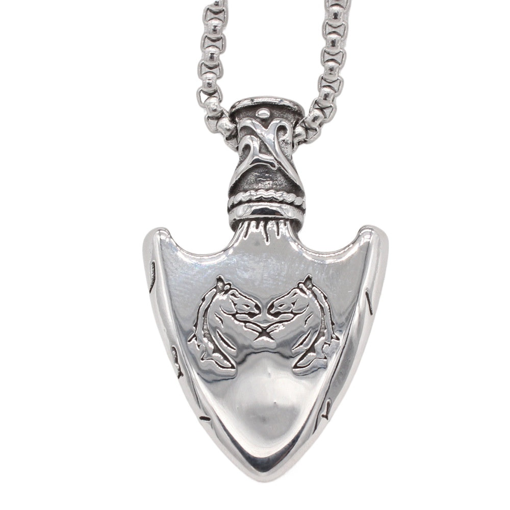 Planderful Norse Legacy – Unique Retro Horseshoe Viking Shield Pendant Necklace