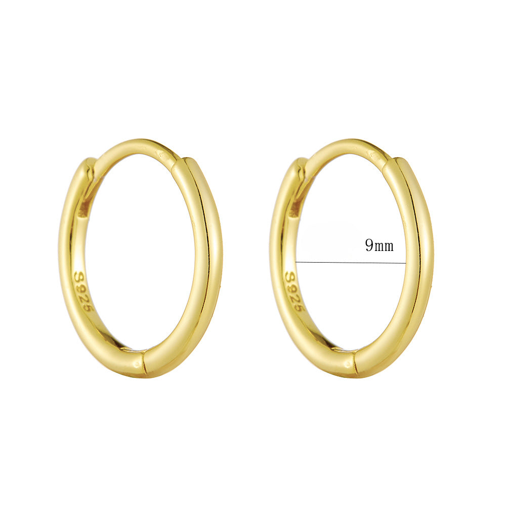 High-End 925 Sterling Silver Earrings Real Gold Glossy